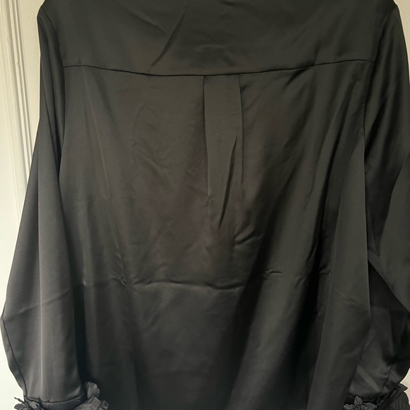 Black Satin Button Down Shirt - Picture 4 of 8